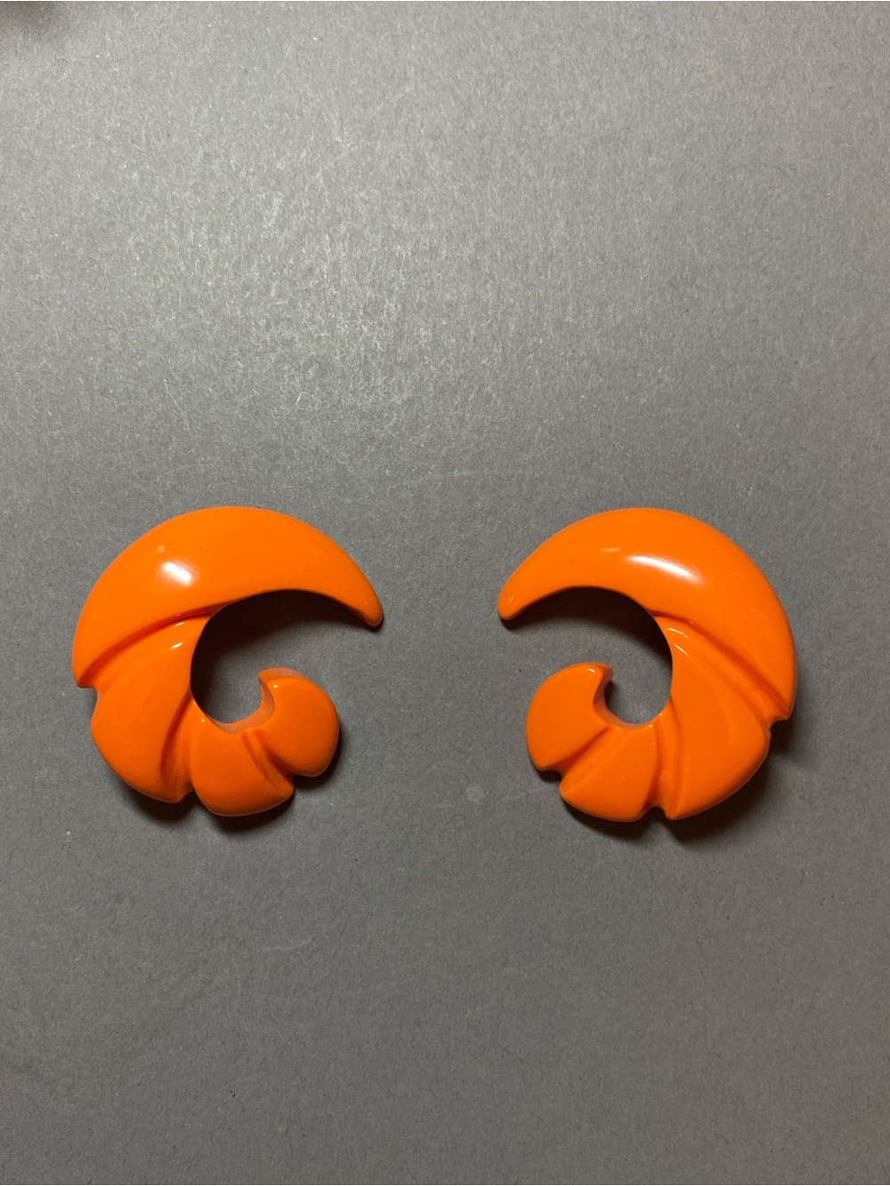 Vintage orange swirl statement clip earrings